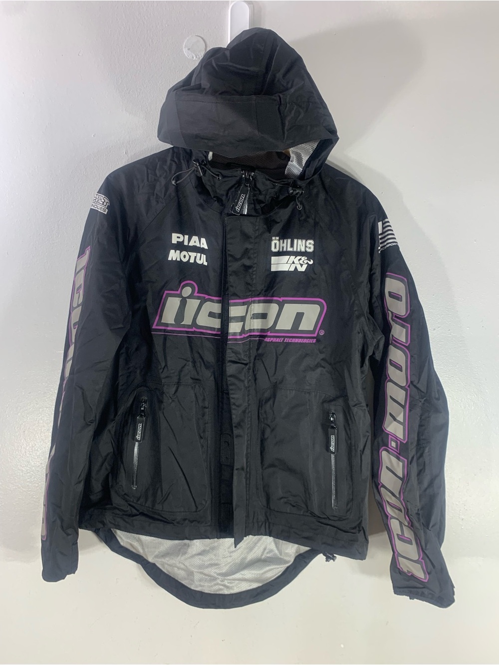 M
Icon Motorsport Women’s Waterproof Motorcycle Riding Jacket Black & Purpl